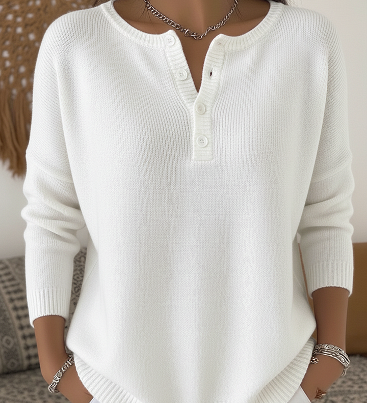 Sara - Elegantný Henley pulóver