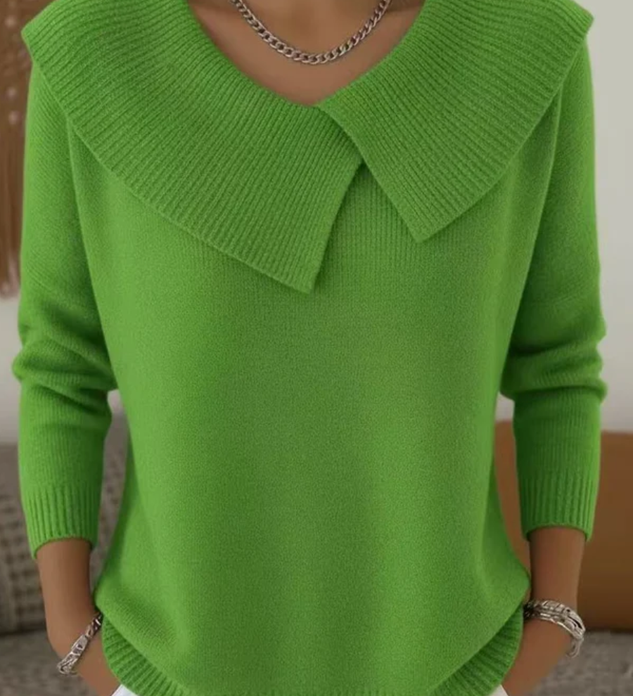 Karolína – Elegantný pletený sveter s výrazným golierom