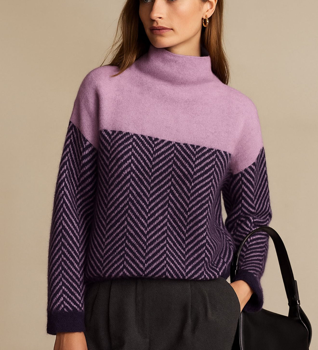 Amira - Elegantný Kašmírový Pulover s Rolovaným Golierom