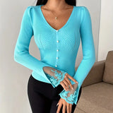 Elena - Elegantný sveter s čipkovými detailmi
