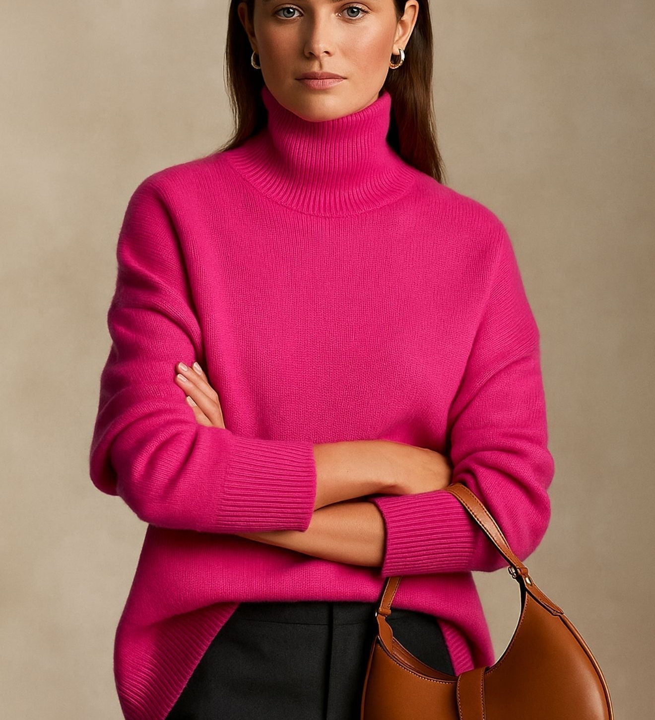 Roze - Elegantný Cashmere Pulóver