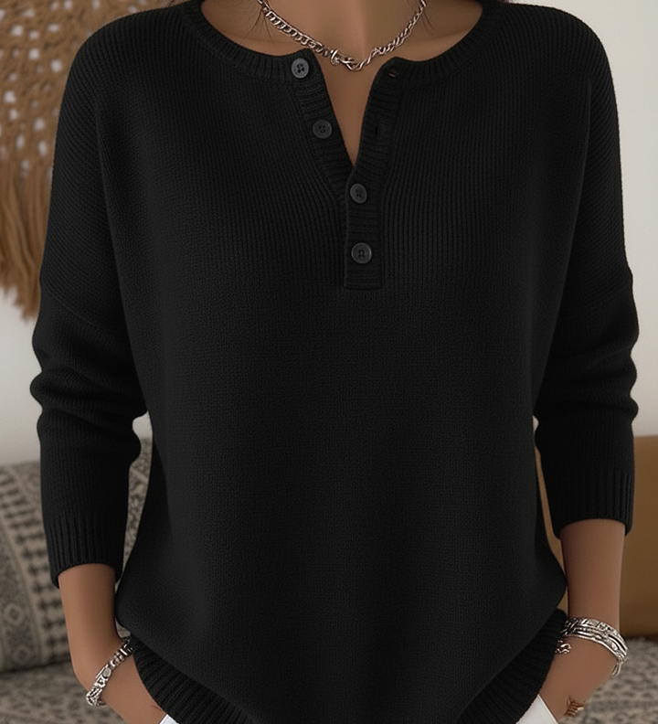 Sara - Elegantný Henley pulóver
