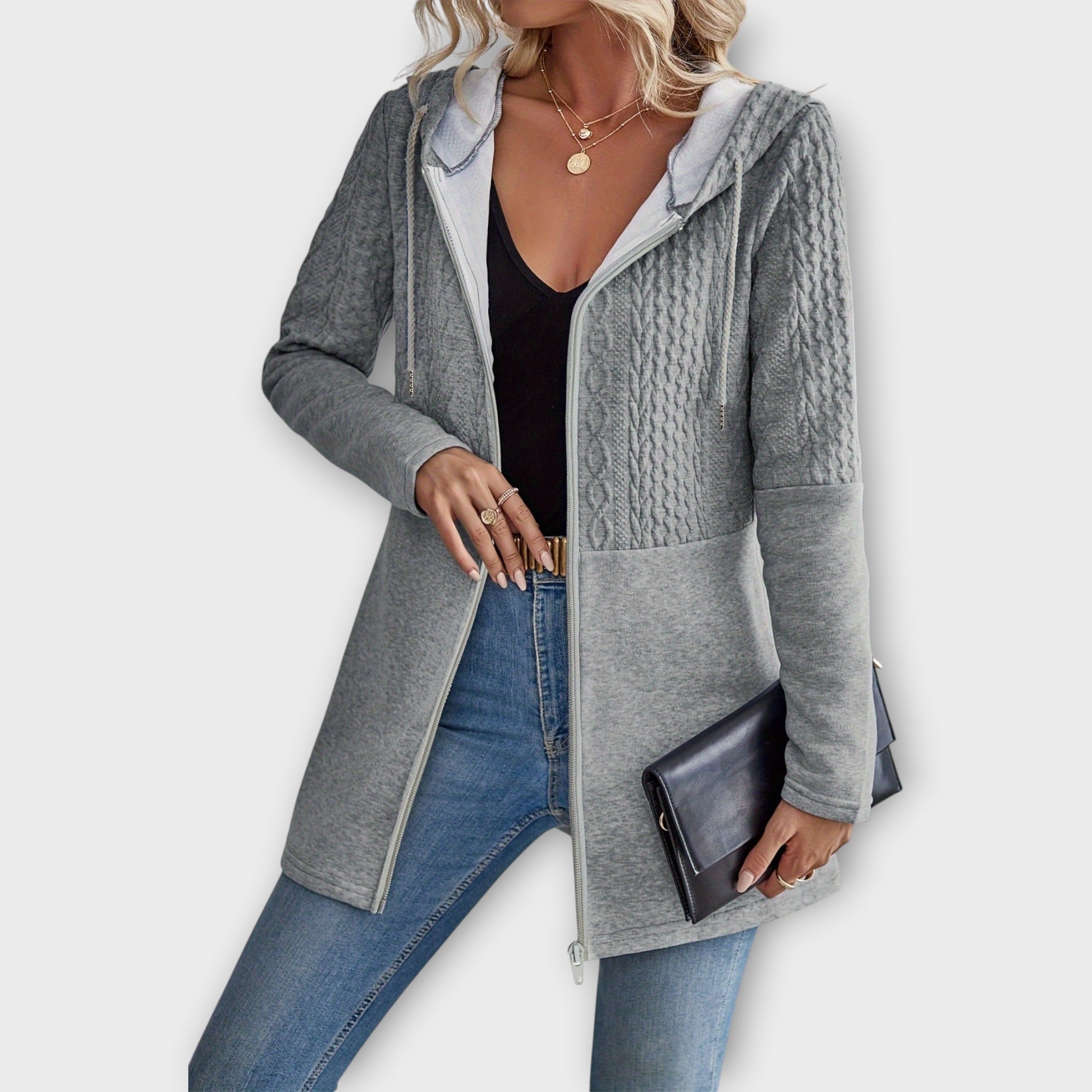 Mariliis | Elegantná bunda s kapucňou a modernými detailmi