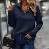 Suzanne - Pulóver s Detailmi a Polovičným Zipsom