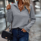 Suzanne - Pulóver s Detailmi a Polovičným Zipsom