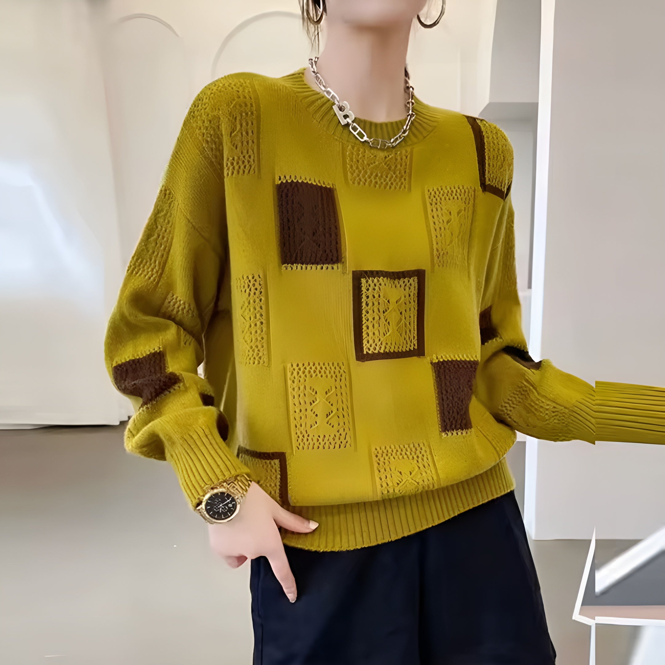 Helirra - Elegantný Geometrický Sveter