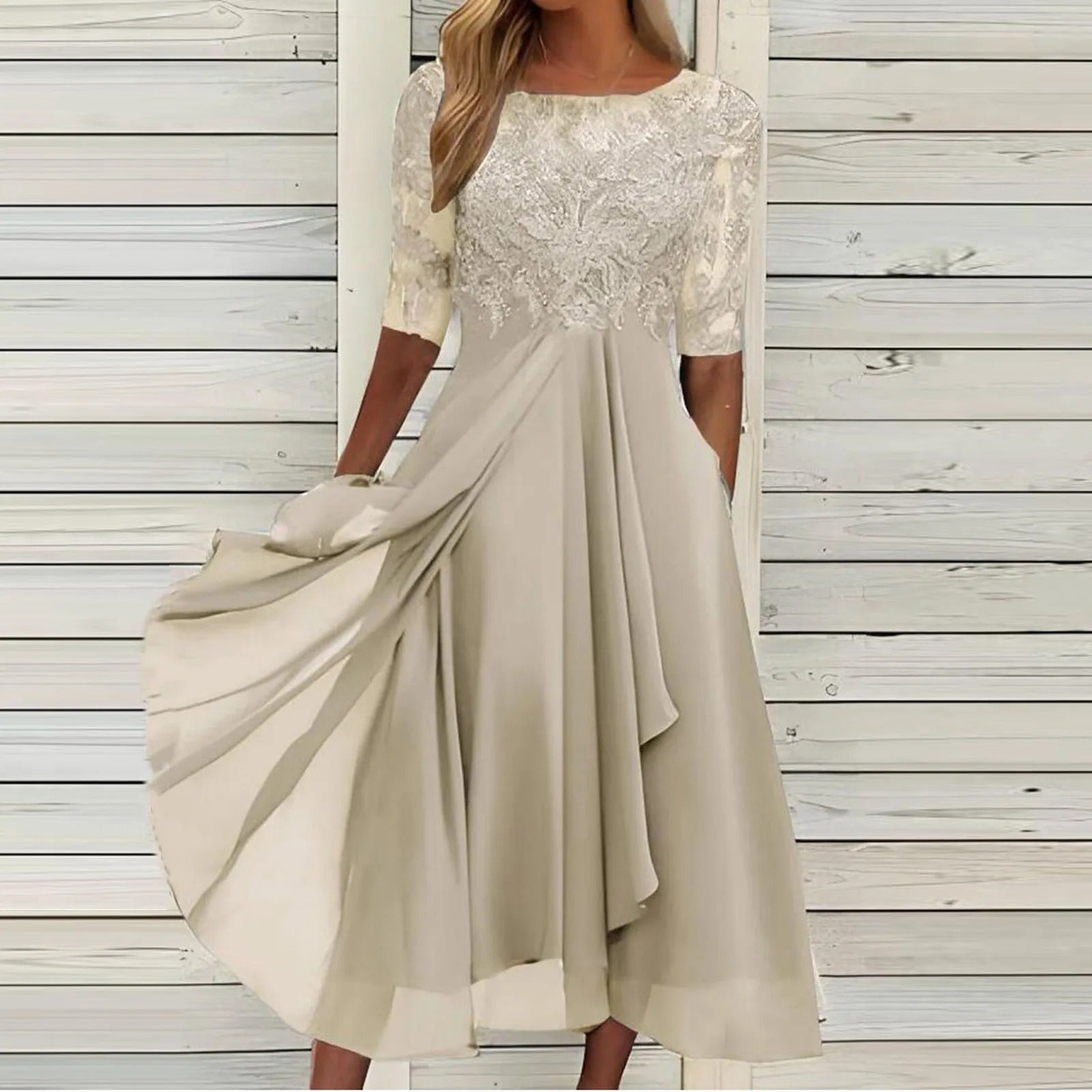 Puck | Elegantné Midi Šaty s Čipkovými Detailmi